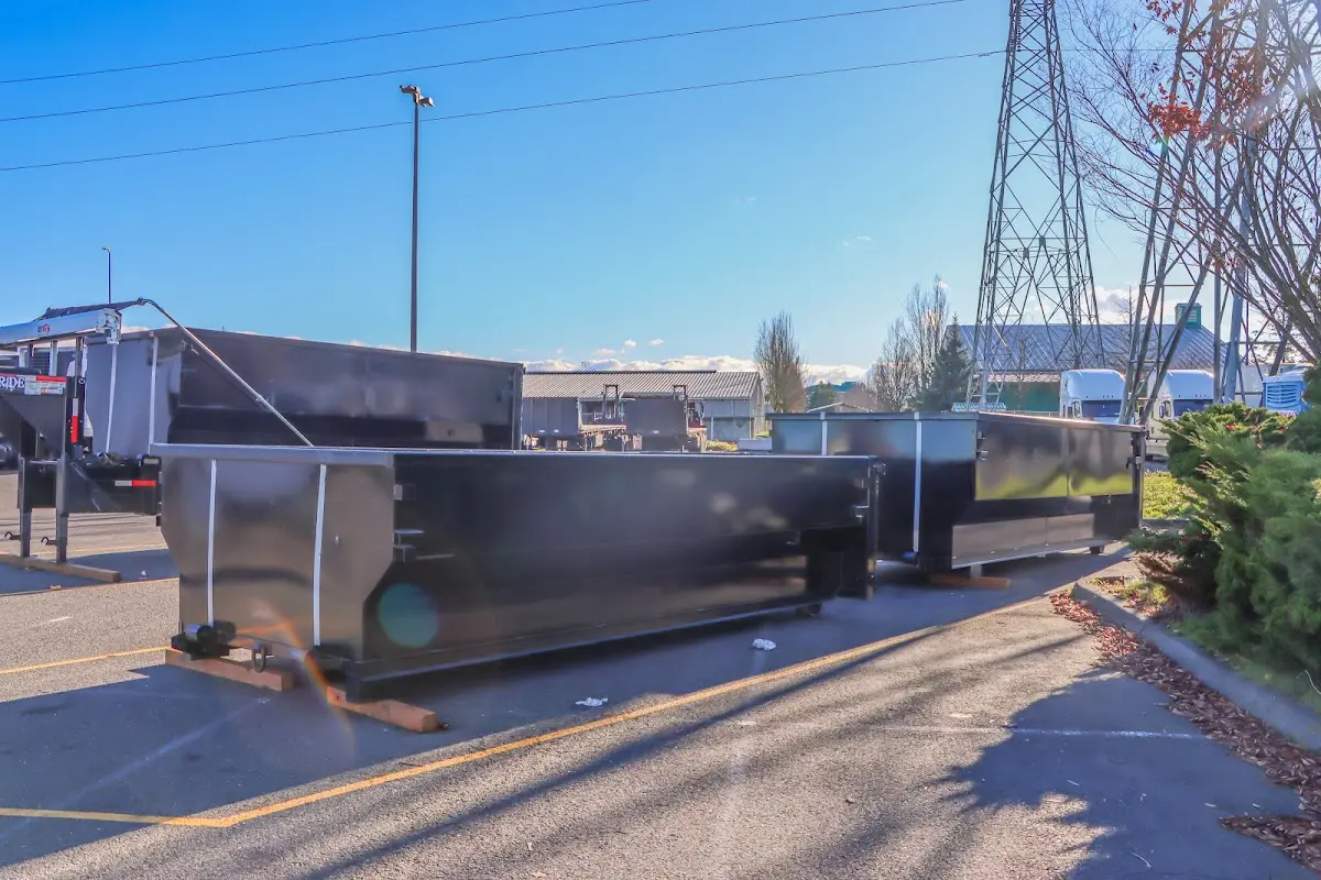 Roll-off dumpster ready for waste disposal at job site for Roll Off Dumpster Rental in Malibu